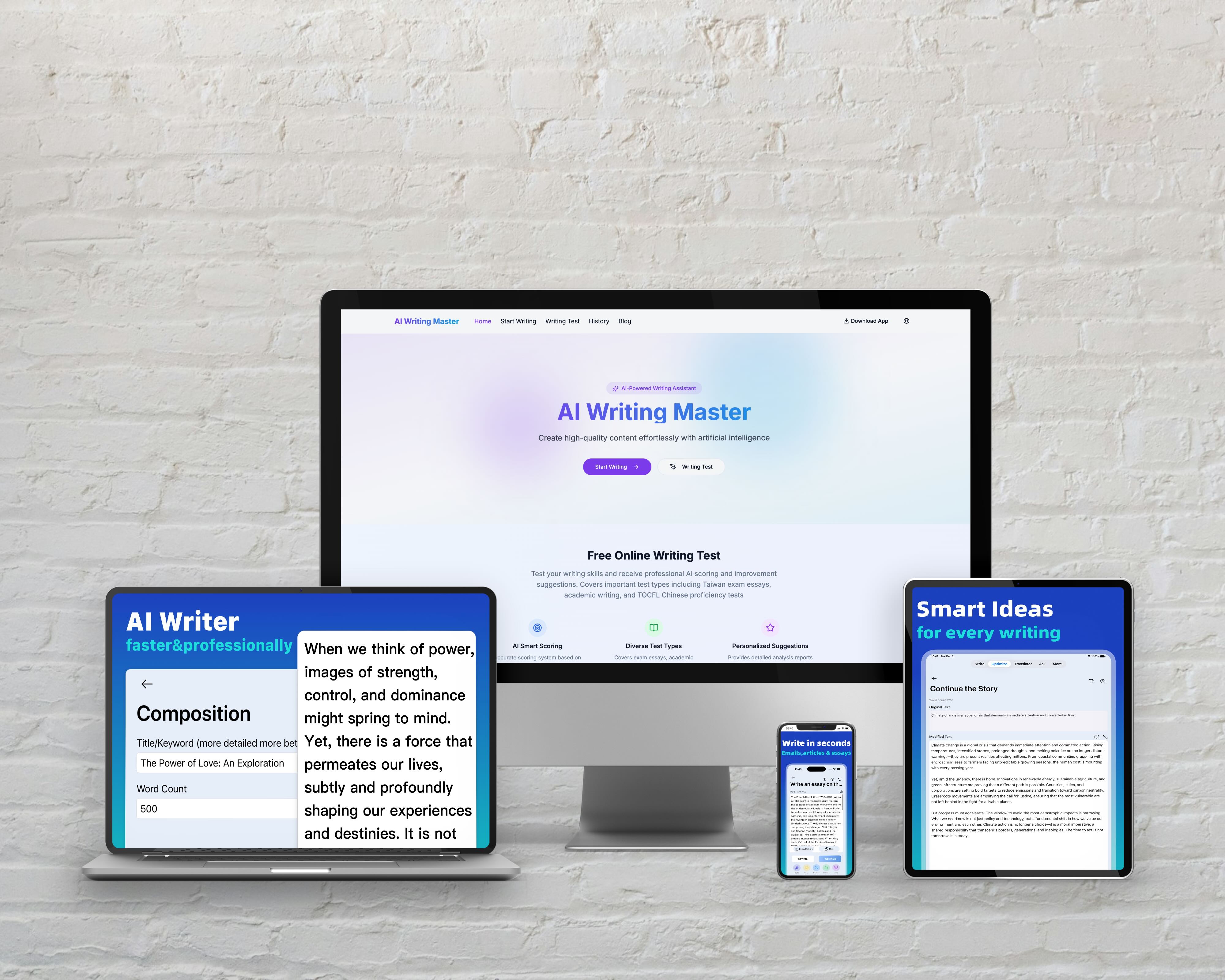 AI Writer App Mockup